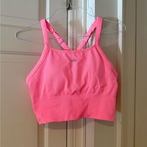 NWOT ALO NEON PINK SEAMLESS BRA TANK SIZE L